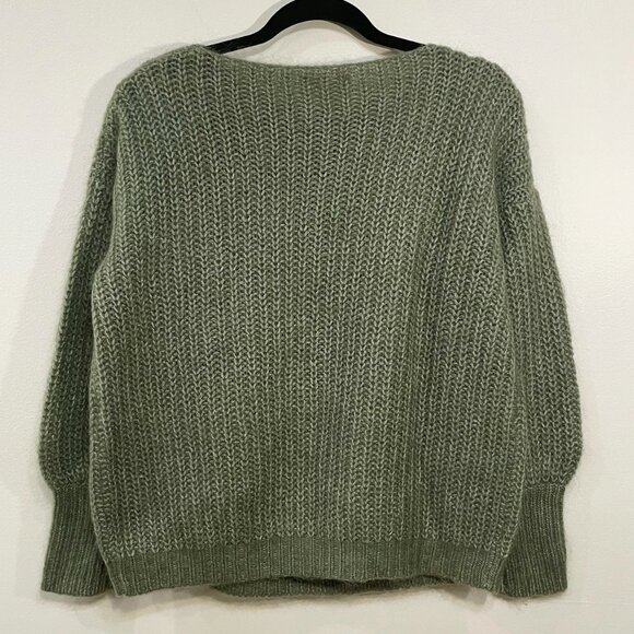 EUC Sezane Jules Cable Knit Mohair Wool Sweater Olive Green XS - Picture 4 of 8